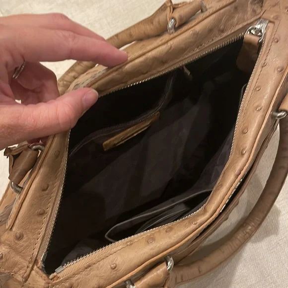 FURLA ostrich handbag. Only wore twice it’s like brand new. - Picture 16 of 17